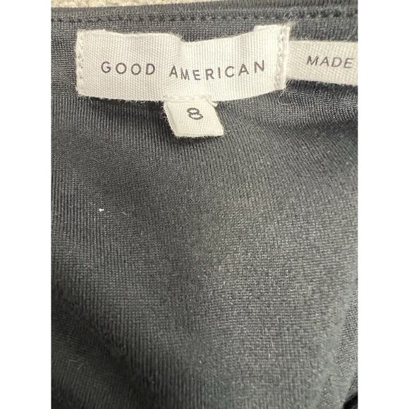 Good American Bodysuit Stretch Jersey U Ring Neck Snap Thong Gusset Sz 8 Black - Picture 7 of 9